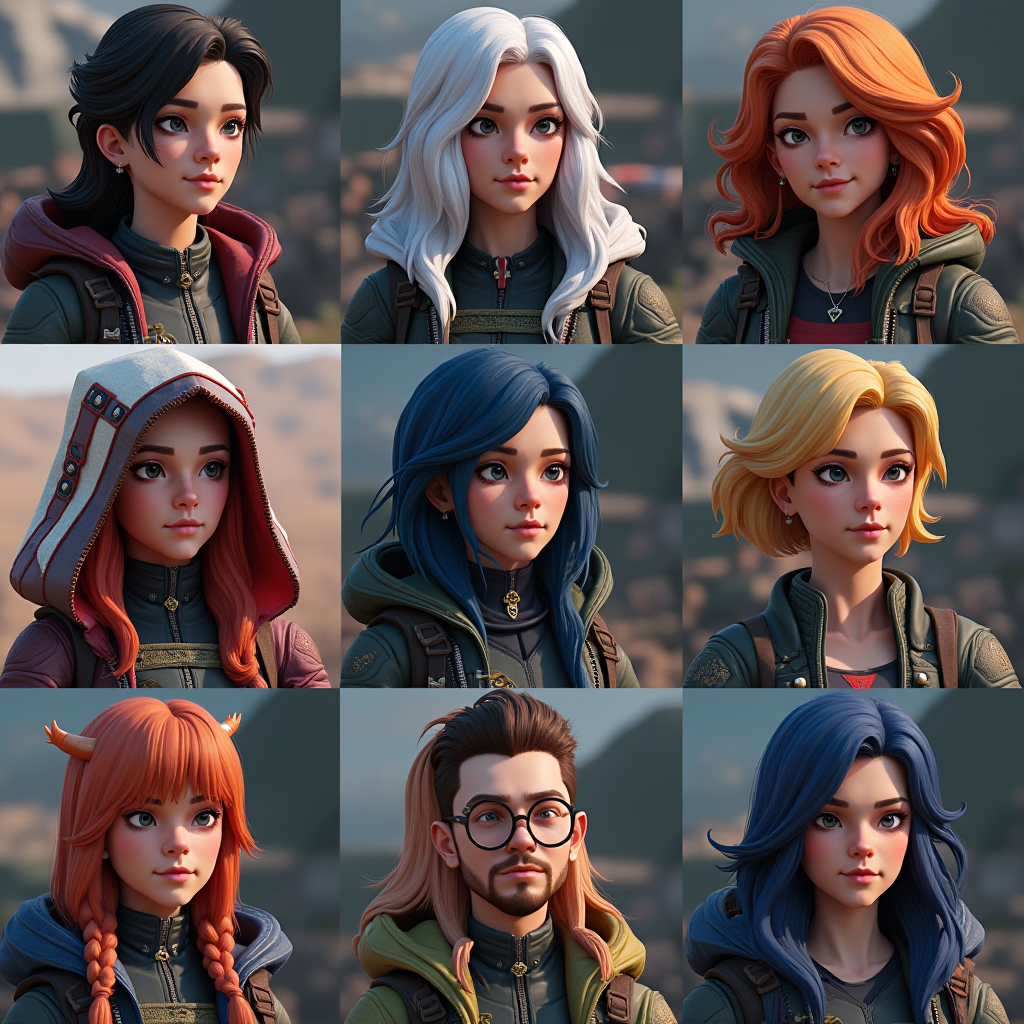 Collection of diverse gaming avatars showcasing various character customization options and player identity expressions in fantasy and sci-fi settings